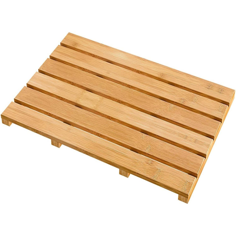 Huan Bamboo Bath Mat Bathroom Duckboard For Bathroom Showers Bathtubs Floors Rectangle Bamboo Spa Bath Mat
