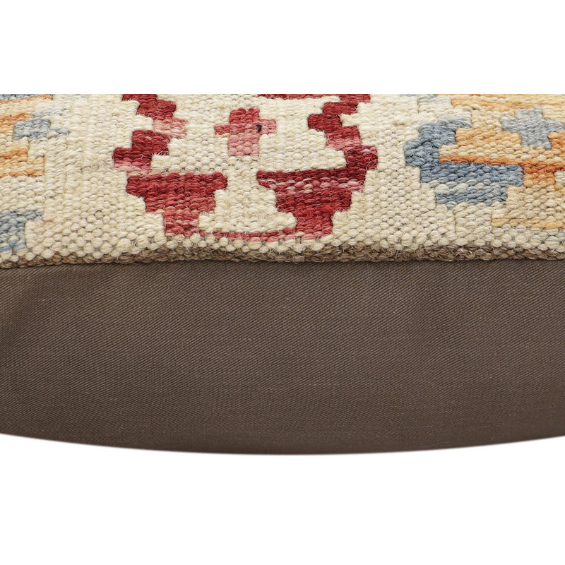 Coussin en kilim Tribal Jolie, H 16 po x l 18 po, Rouge / Beige
