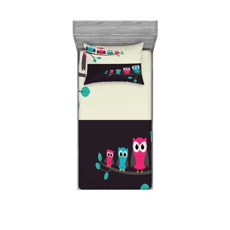 Multicolore drap-housse et coussin décoratif Ambesonne, Ensemble de draps pour lit simple très long + 3 p