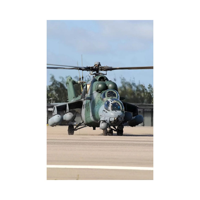 Brazilian Air Force Mil Mi-35 Combat Helicopter Taxiing At Natal Air Force Base, Brazil by Riccardo Niccoli - Wrapped Canvas Print