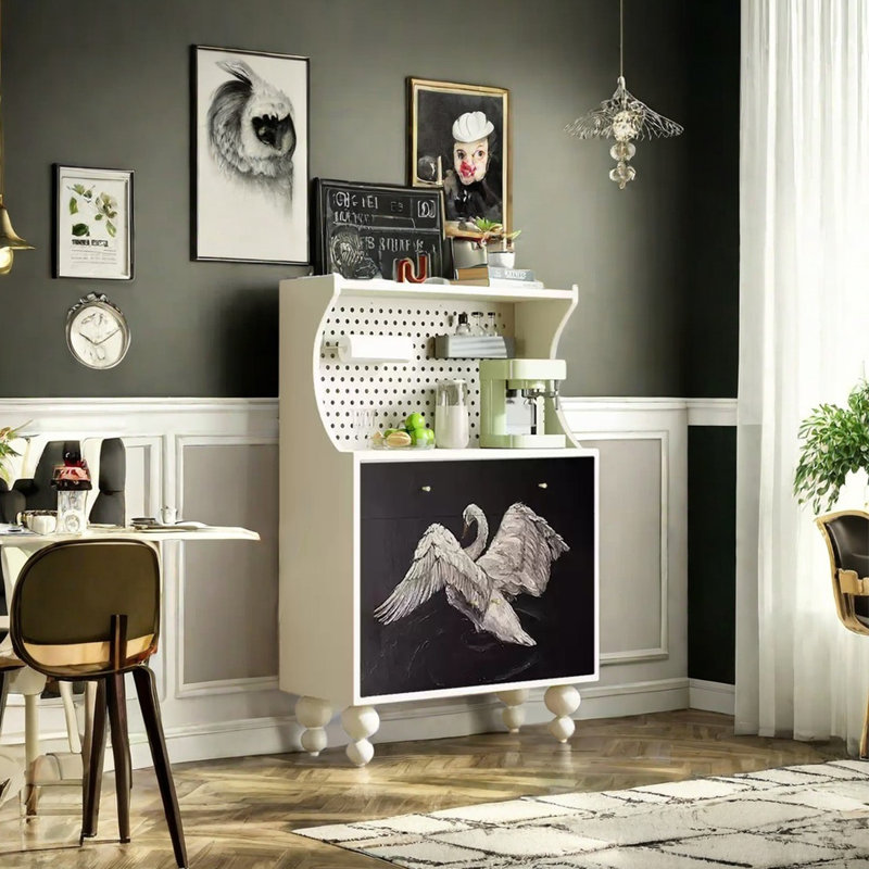 Modern art multi-purpose accent cabinet, Ivory White