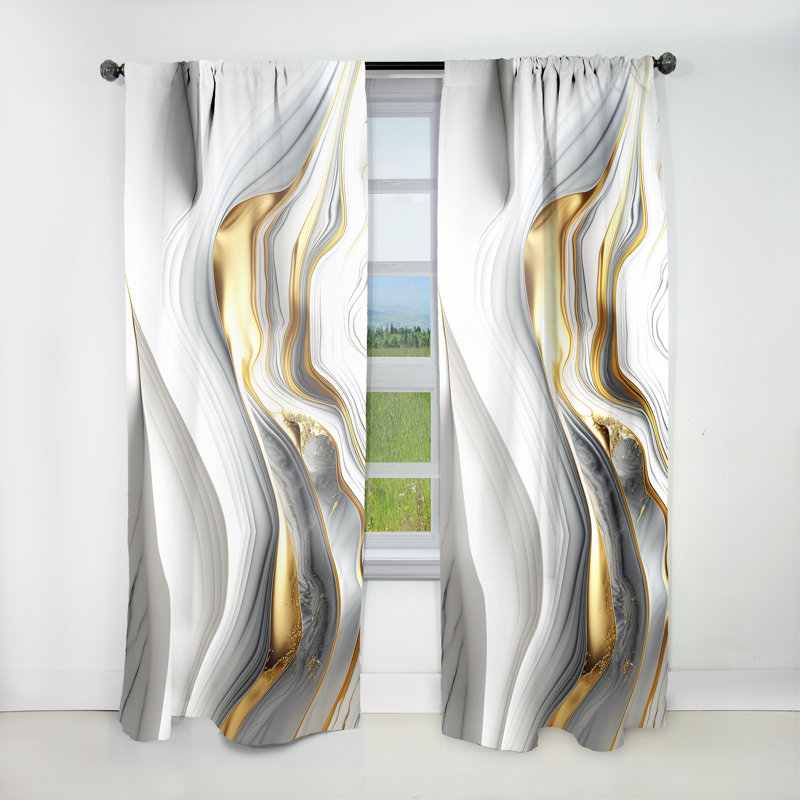 Eli - Abstract Geode Waves Grey V - Modern Velvet Curtain - Room Darkening - 1 panel, 52" W x 84" L