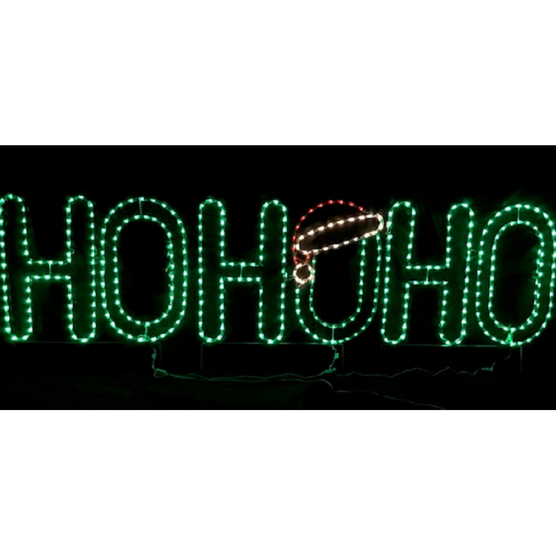 Animated HO HO HO with Santa Hat Holiday Lighted Display