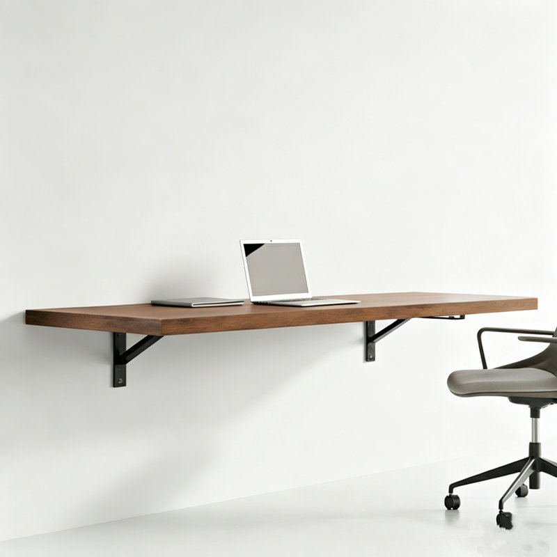 Bureau mural 48 po, table pliante, Brun rustique