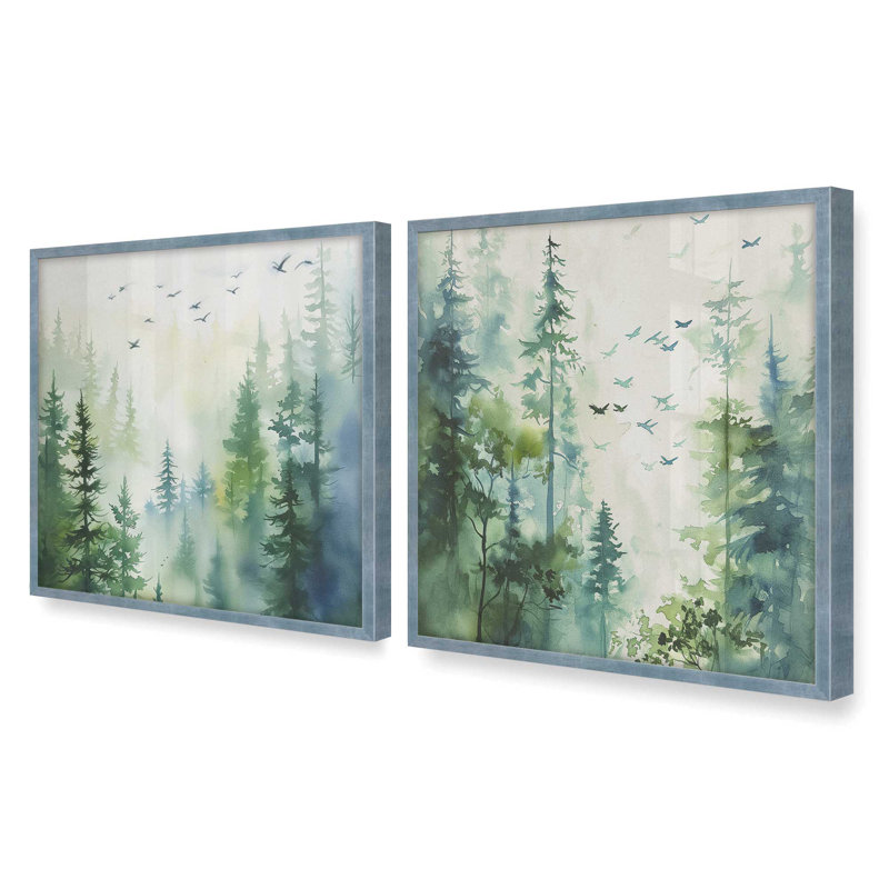 «Woodland Birds In Mist», Blanc opaque, H 17,75 po x l 17,75 po