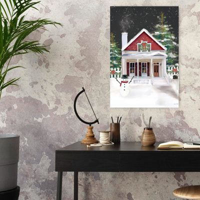 Holly Berry Holiday House Abstract Contemporary Winter Architecture Art