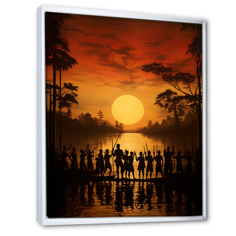 Tribu africaine Fulani Journey II, Cadre flottant blanc, H 20 po x l 12 po x P 1 po