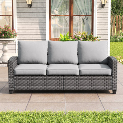 3-seater Patio Wicker Sofa Chairs with Cushions