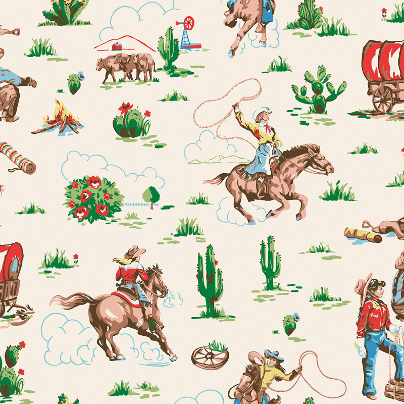 Cath Kidston Cowgirls Kids Wallpaper, White