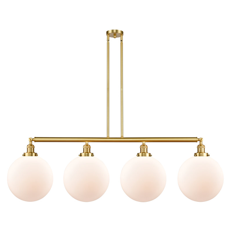 Luminaire sphère suspendu 4 lumières pour îlot de cuisine Berkshire, Grainé, DEL, Nickel poli