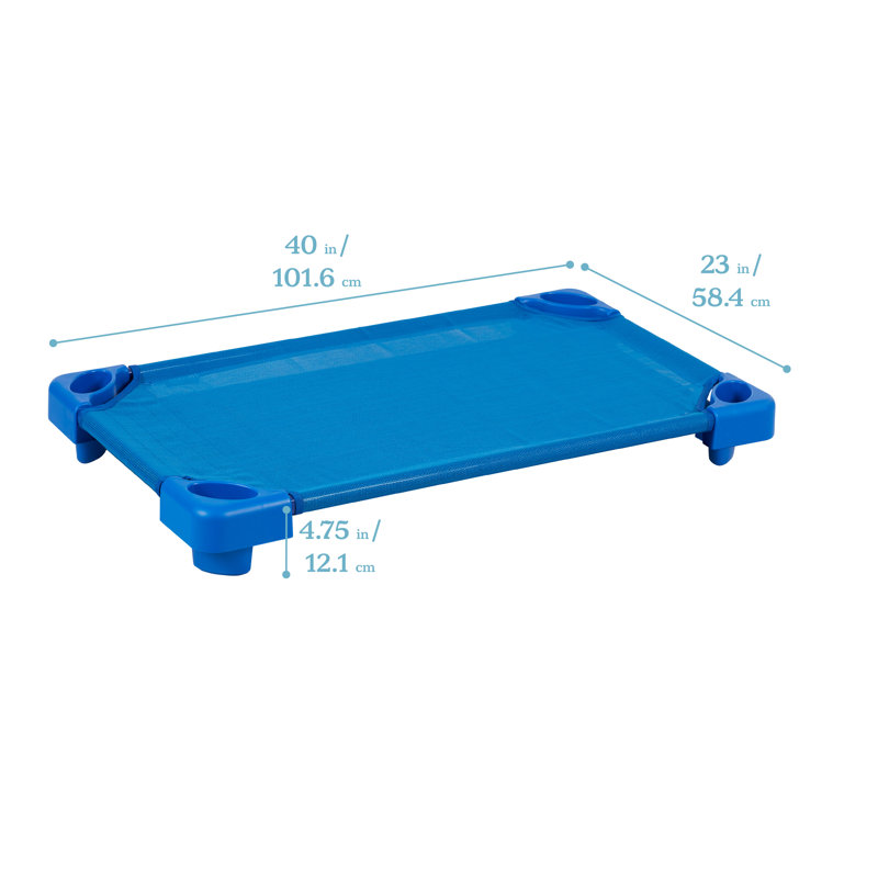 Lit de bébé empilable ECR4Kids, prêt à assembler, taille pour tout-petit, mobilier de classe, bleu, paquet de 6, Tout-petits