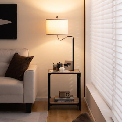 17 Stories 360° Rotatable Floor Lamp With End Table And USB