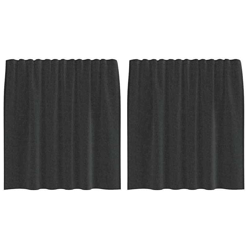 Voile Curtains With Rod Pockets 2 Pcs, Black, 140cm Width x 140cm Drop