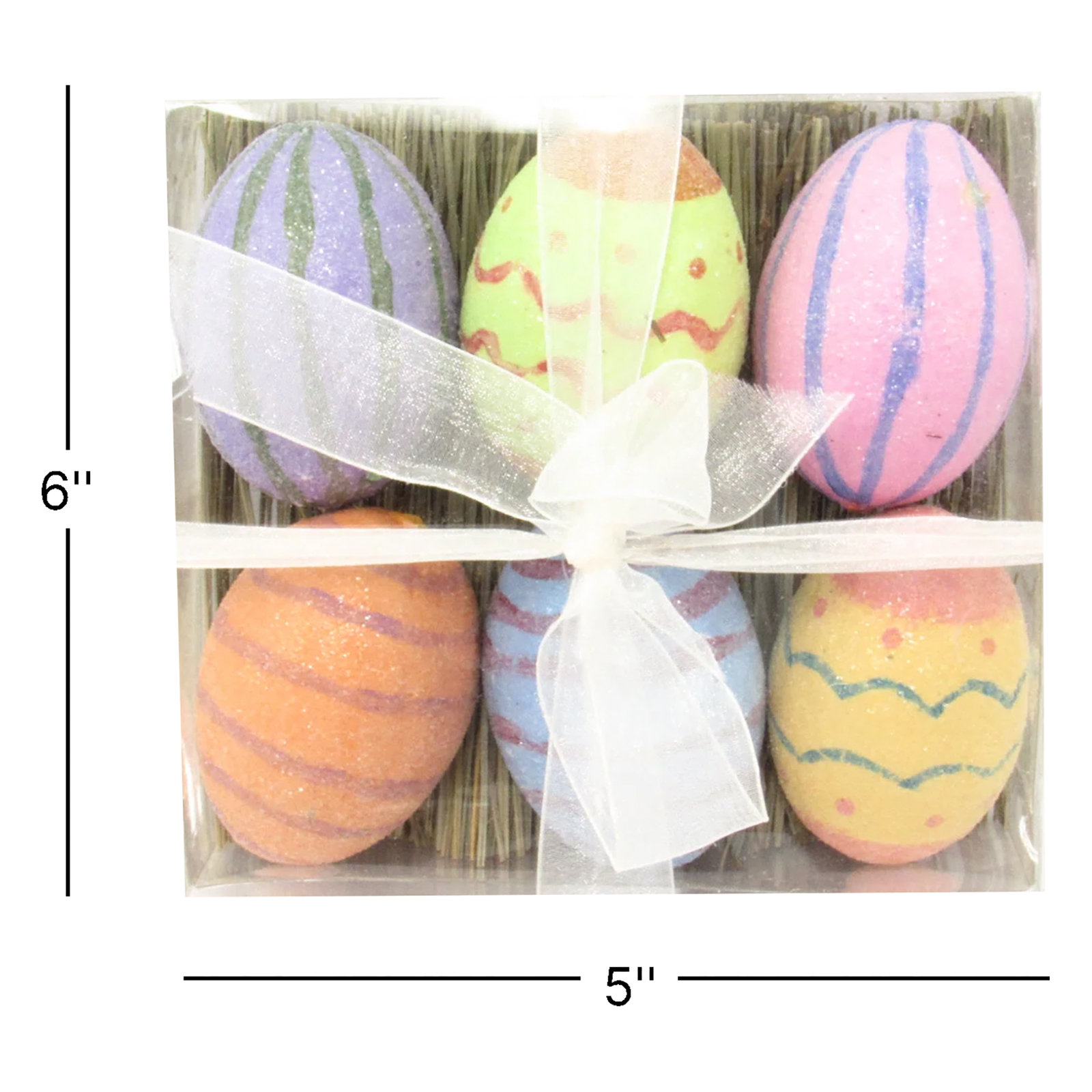 Glitter Striped Easter Egg Accent Set