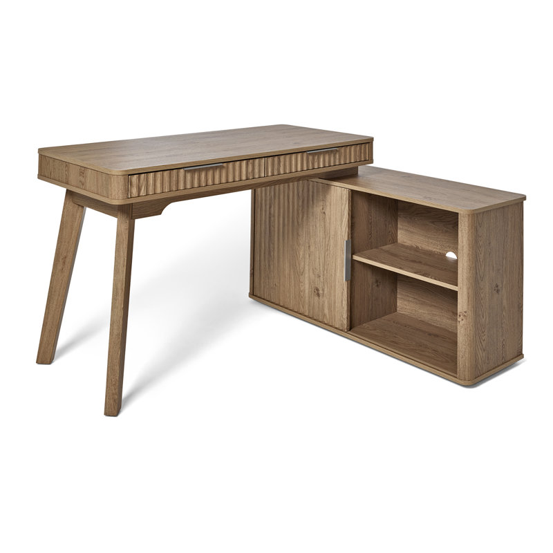 Kiehl Modular L-Shaped Credenza Desk, Montana Oak