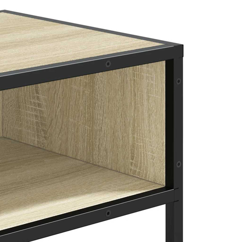 Console Table Black 90X35x80 Cm Engineered Wood, Brown Oak