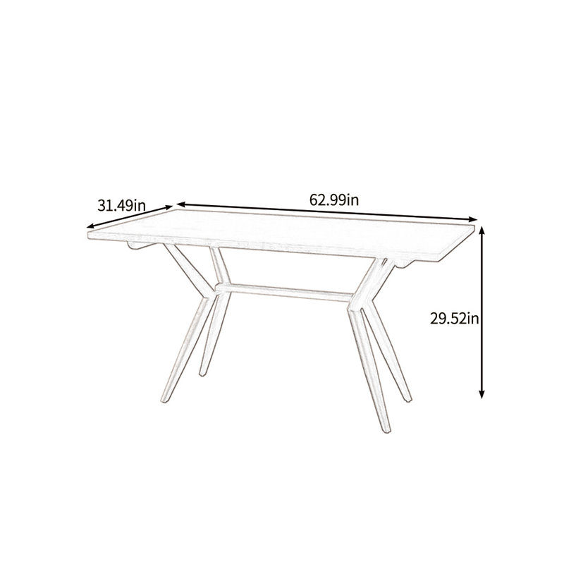 Solid and beautiful solid wood dining table, 29.52"H x 62.99"L x 31.49"W