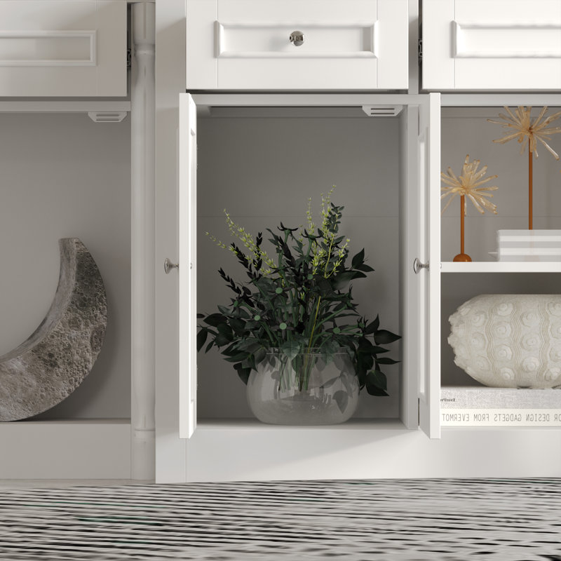 Centre multimédia Classic Elegance avec rangement extensif et étagères de présentation, Blanc élégant