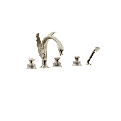 Swan 3 Handle Deck Mounted Roman Tub Faucet Trim with Handshower