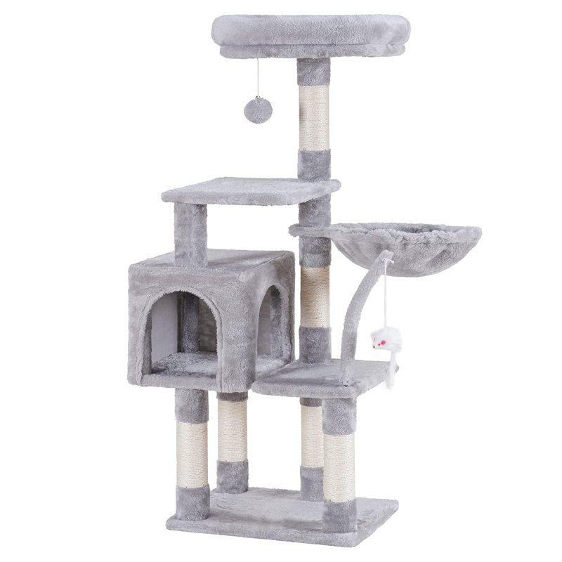 Light Gray 43.3" Cat Tree with Sisal Scratching Posts