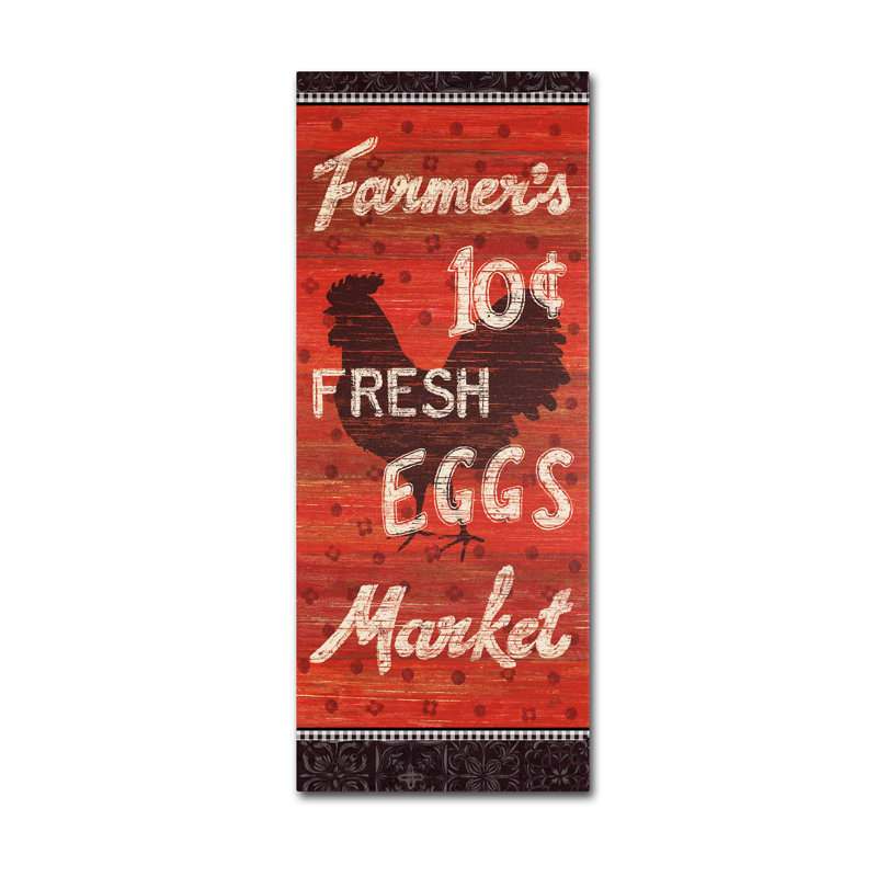 Country Red Rooster Farmer's Market Canvas Art