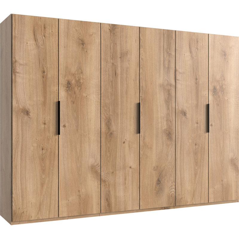 Guardino 6 Door Wardrobe, Plank Oak, 236cm H x 300cm W x 58cm D