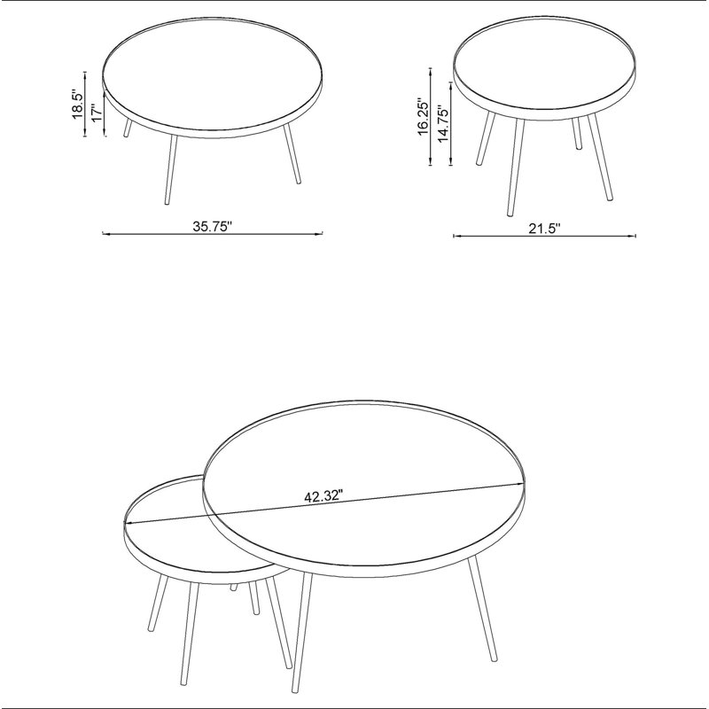Ensemble de table basse et de table de bout dorées 4 pièces
