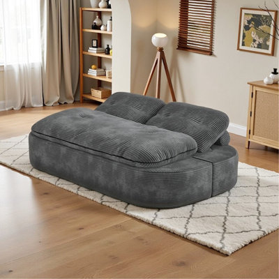 Memory Foam Mattress 3 Dark Gray Convertible Bed, 21 Modular Space For Bedroom, Soft Breathable Small Streak Corduroy, High Foam, Non-slip Design, Quick Setup Instant