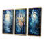 «Blue White Tree Moonlit Silhouette», 3 pièces sur toile-340826416-340826429