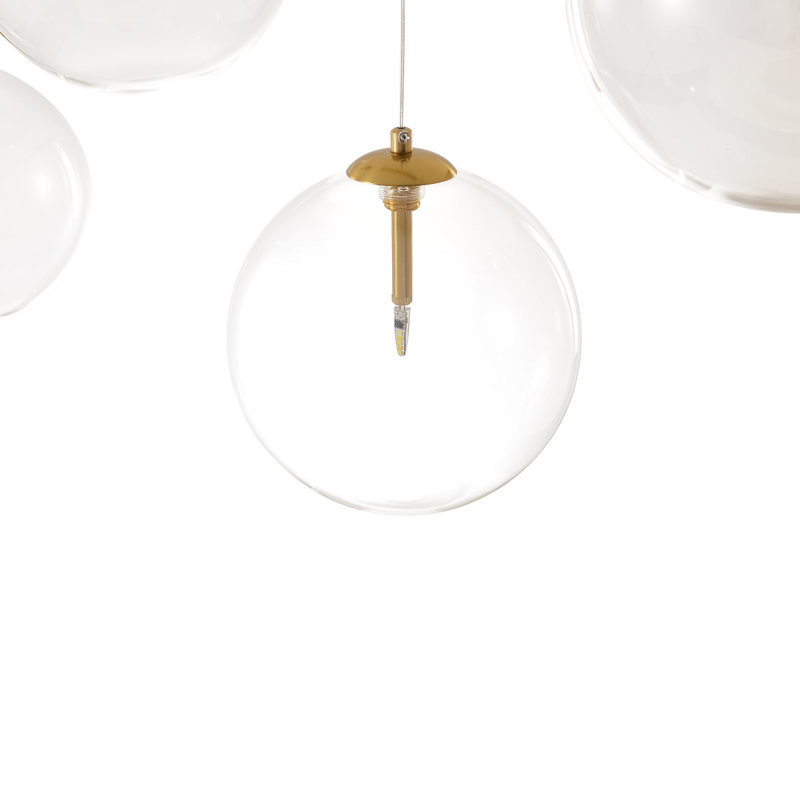 Lustre linéaire pour îlot de cuisine 5 lumières, Laiton brossé