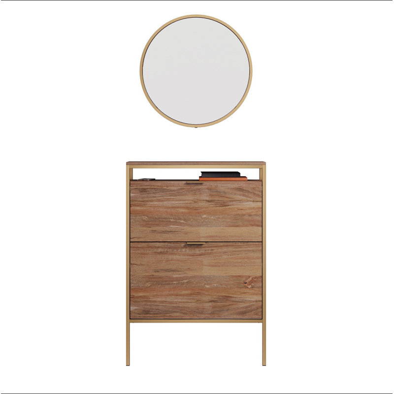Wall-Mounted Shoe Cabinet With Mirror