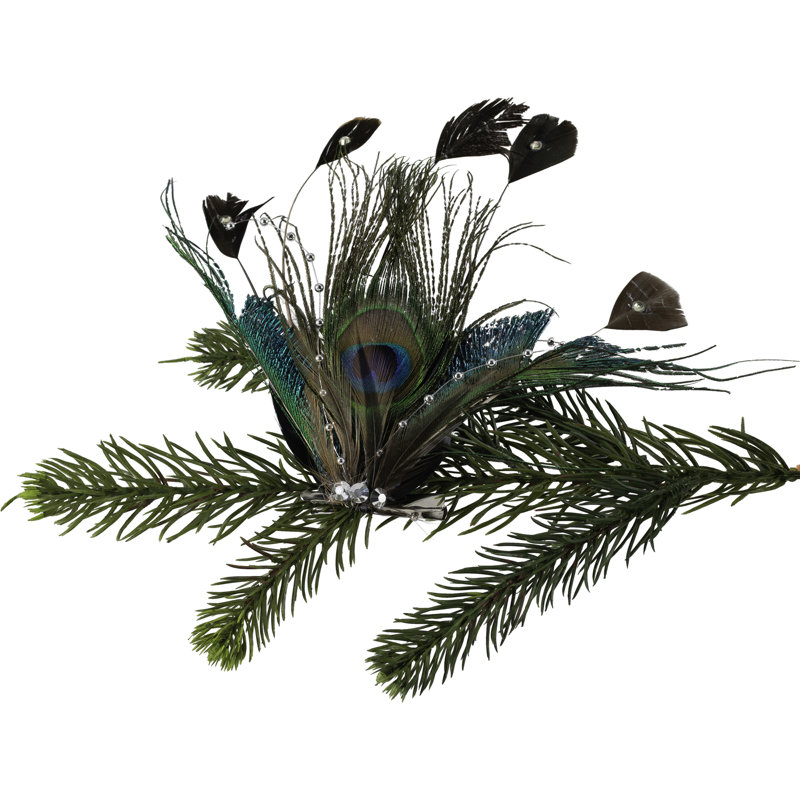 Peacock Ocelli Feather Clip-On Christmas Ornament -6"