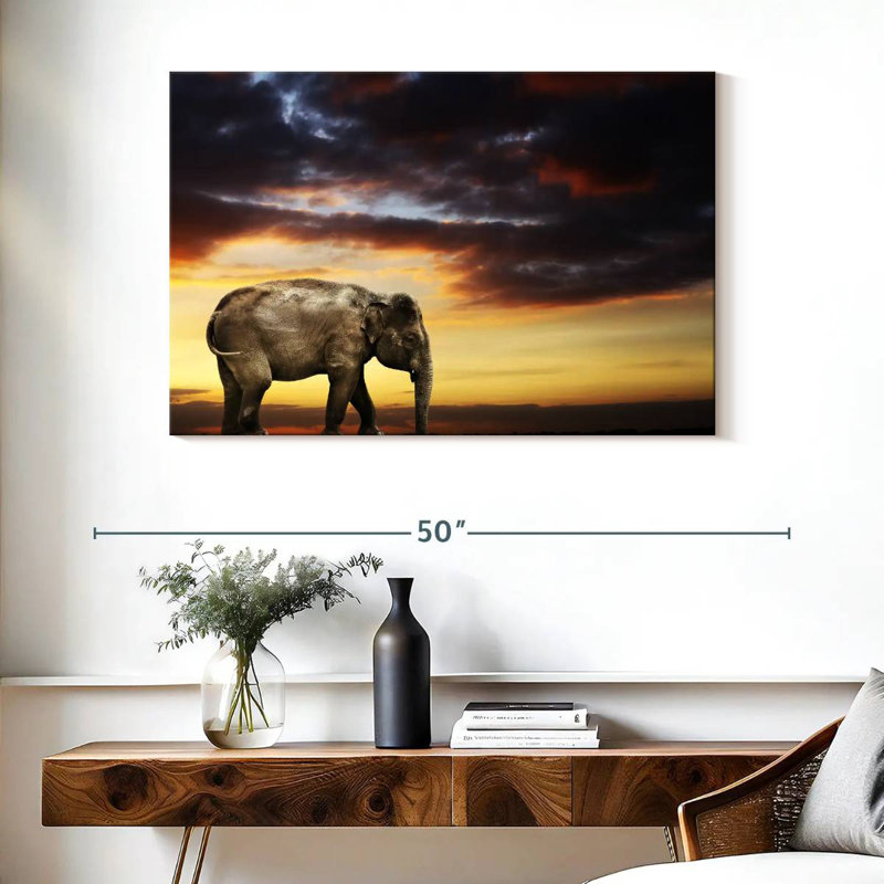 Elephant At Dusk, 26" H x 39" W