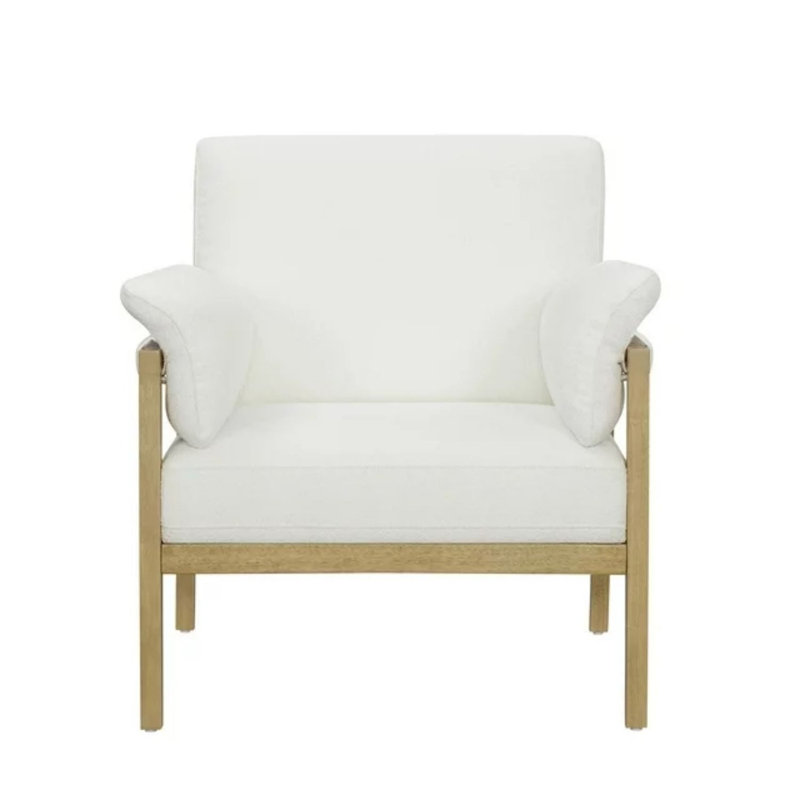 Kristiena Upholstered Armchair, White Linen