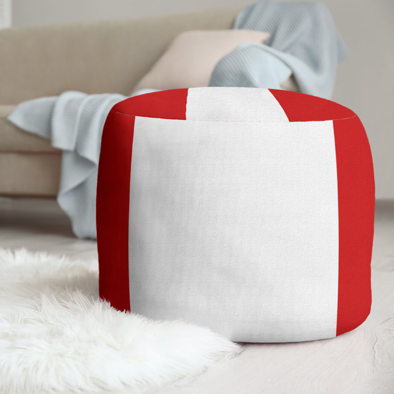 Repose-pieds cubique rond à rayures 20,5", Rouge / blanc / rouge