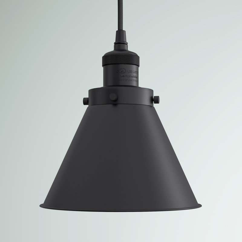 Luminaire suspendu conique à 1 lumière Donovan, Ampoule DEL 6 watts Vinage, Noir mat, Noir mat