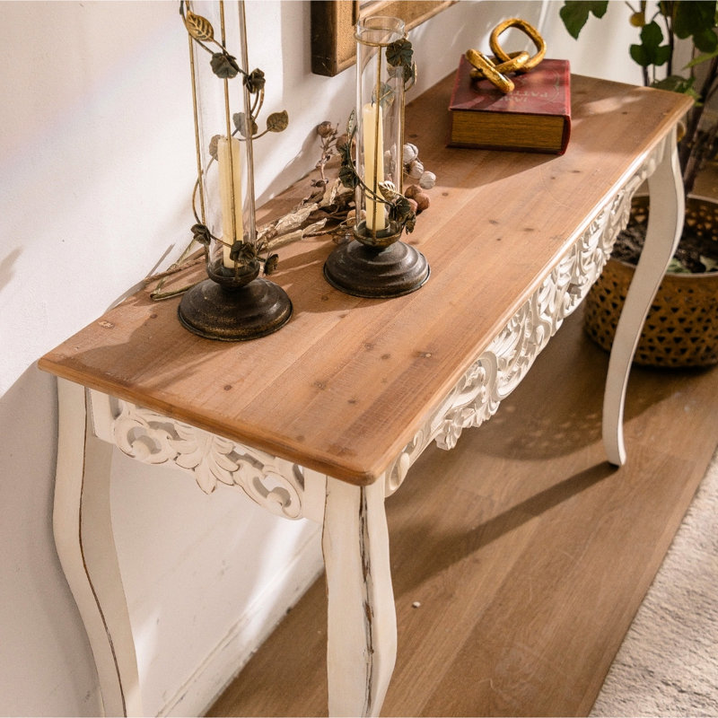 Elegant French Country Entry Table With Wood Carvings And Curved Legs, Enhance Indoor Decor, Long - Lasting, 30.25 In Height Inspired Console Ideal For Areas, Strong, Simple Assembly,