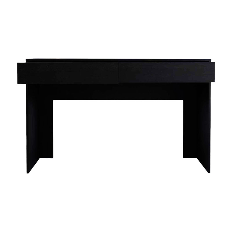 Black Faux Wood 47" Minimalist Computer Desk with Drawers