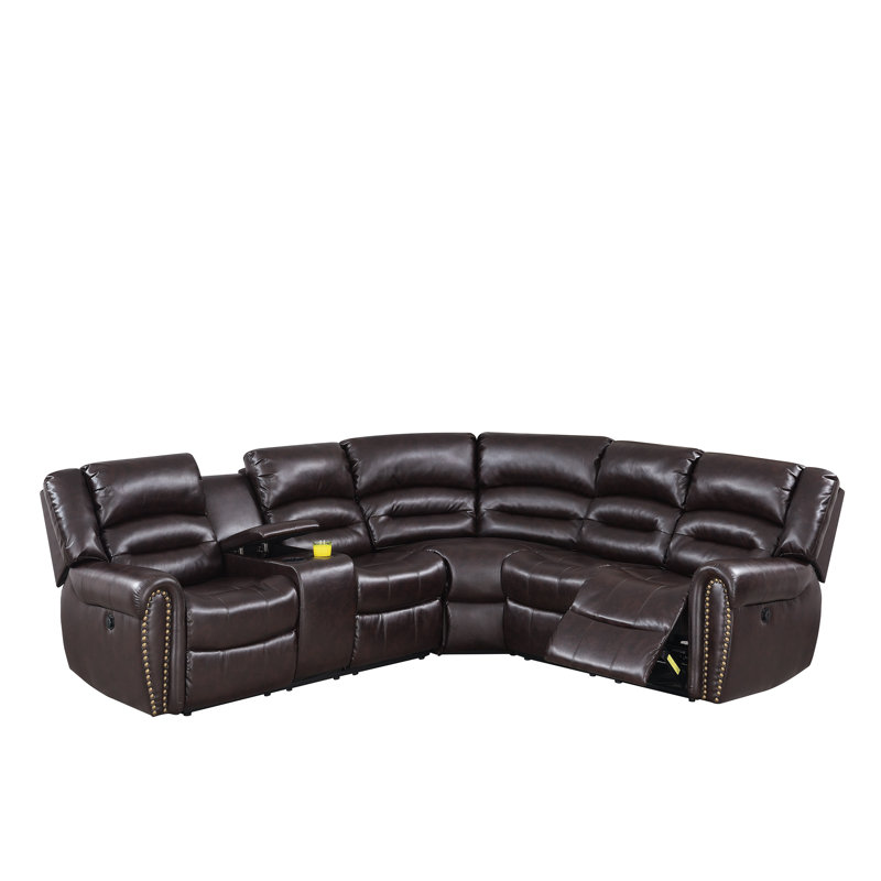 Mandalay Faux Leather Reclining L-Shaped Sectional Symmetrical