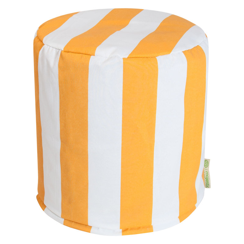 Petit repose-pieds d'extérieur avec coussin Glassell, Yellow/Off White Striped