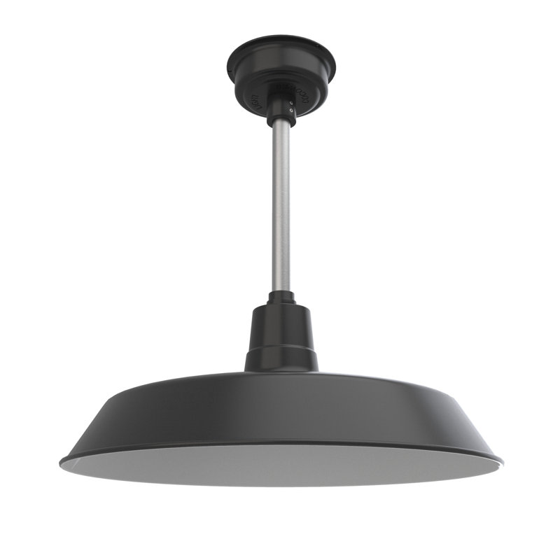 Luminaire suspendu en forme de dôme à 1 lumière DEL Haleigh, Noir mat / argent galvanisé, H 48 po x l 22 po x P 22 po