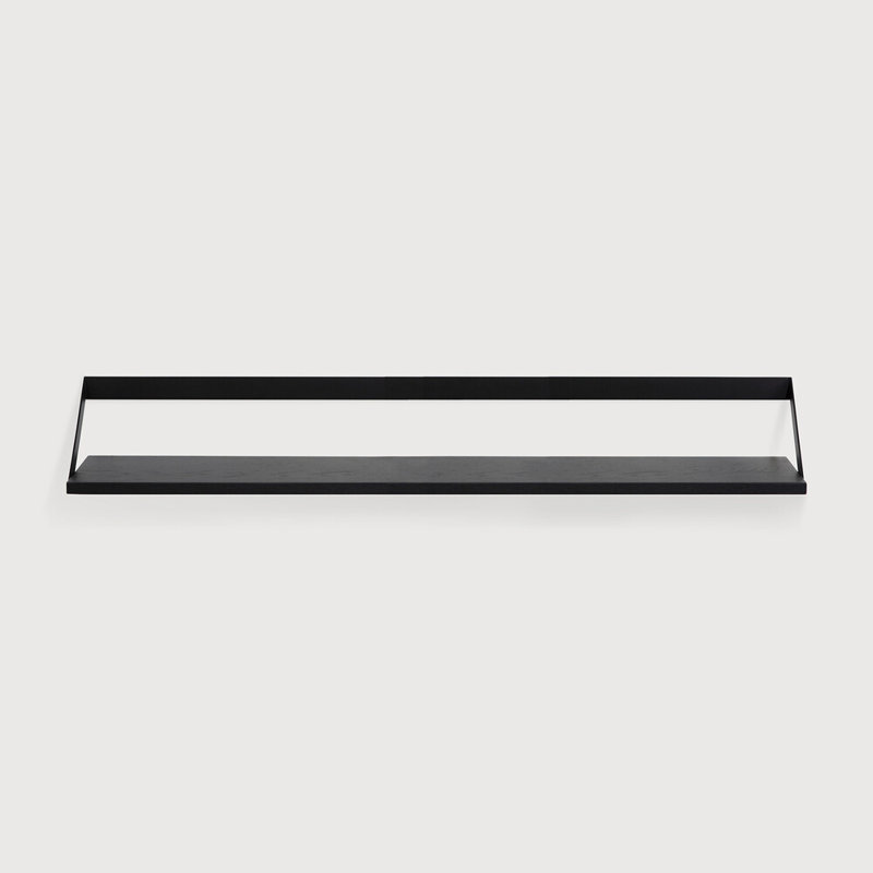 Ribbon Oak Solid Wood Bracket Shelf, Black