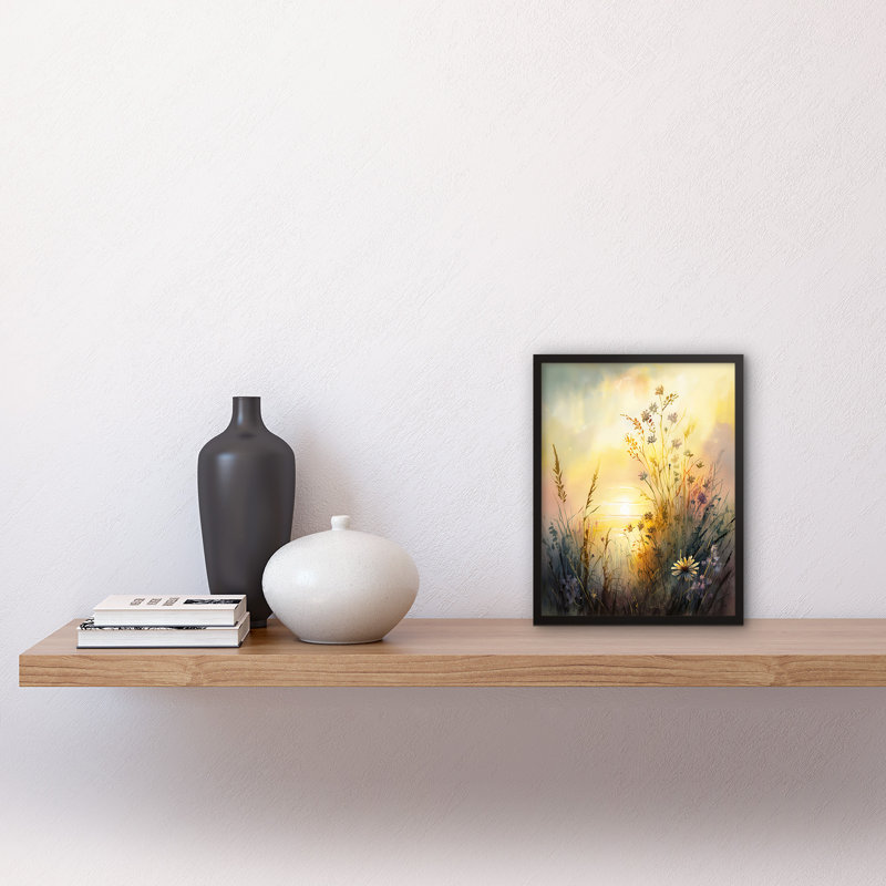 Wildflower By Lakeside On A Misty Morning Sunrise - Single Picture Frame Print