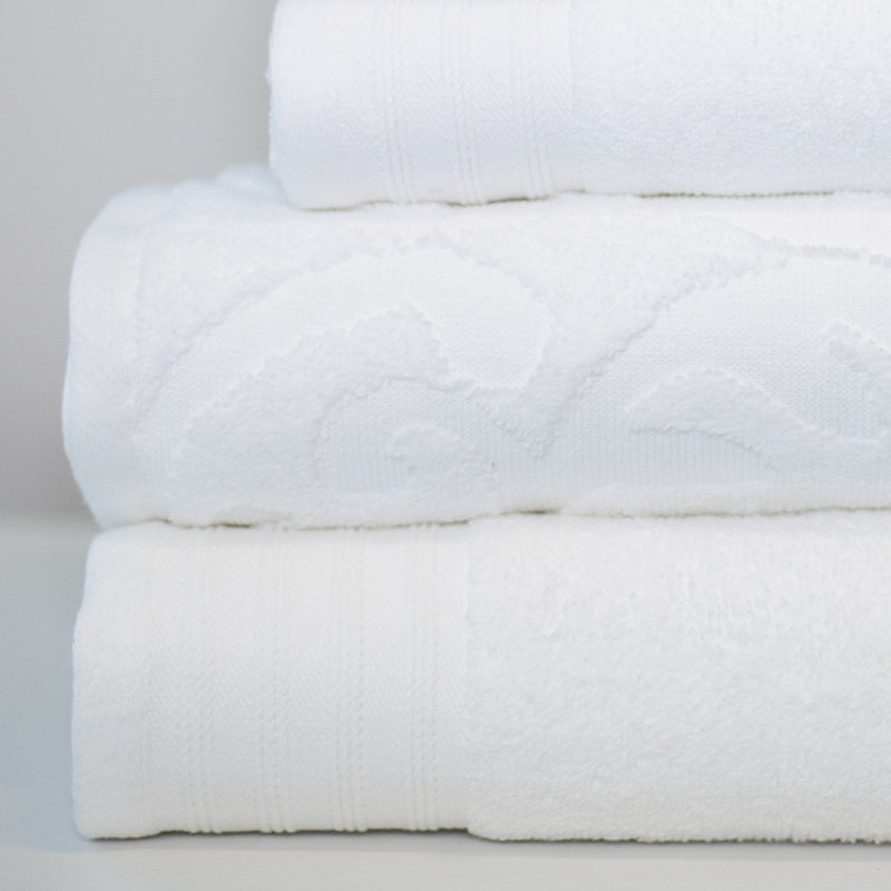 Ensemble de serviettes 6 pièces 100 % coton Jacquard, Blanc