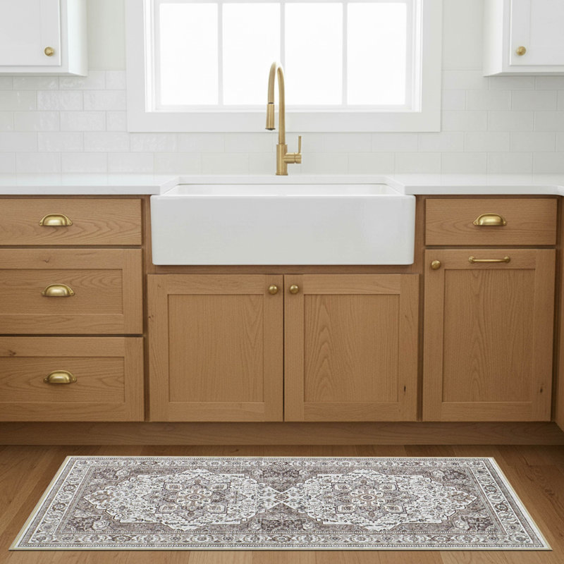 Dream Mink Rylan Printed Chenille Rugs, 2' x 4', Beige