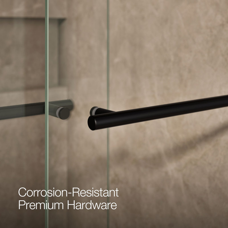 Levity Plus Less Sliding Shower Door, 81-5/8 In. H X 44-5/8 - 47-5/8 In. W, With 3/8 In.-Thick Crystal Clear Glass, Black