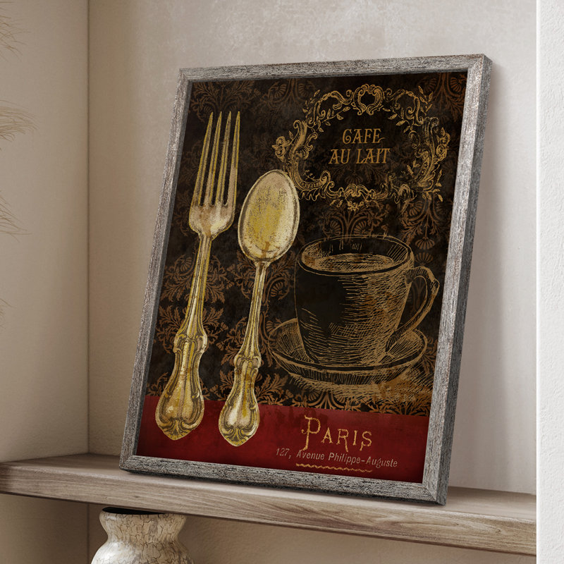 Café au lait, reproduction encadrée - bois massif, H 21 po x l 17 po