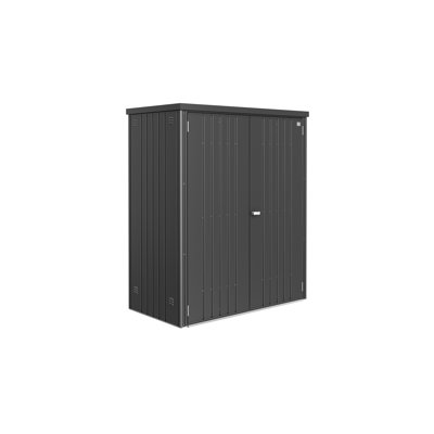 Biohort Equipment Locker 150 5' L x 2.7' D x 6' H Water Resistant Metal Tool Storage Shed with Lock Dark Gray