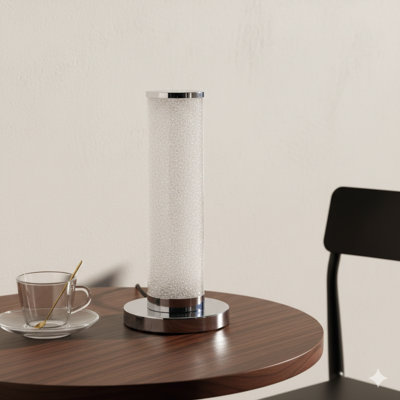Lampe de bureau à DEL de 13 pouces en forme de colonne évoquant du grès cristallin blanc