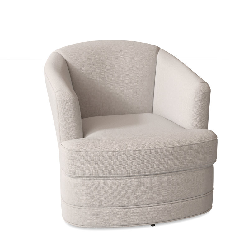 Greyson 29" Wide Swivel Barrel Chair, White Textured Performance; 0865-91